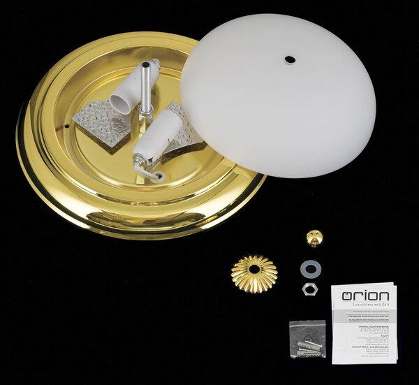 ORION Empire mennyezeti lámpa, Ø 26,5 cm, arany, matt opálüveg, opál üveg, dimmelhető, Sárgaréz / arany, Nappali / Étkező, fém, Antik