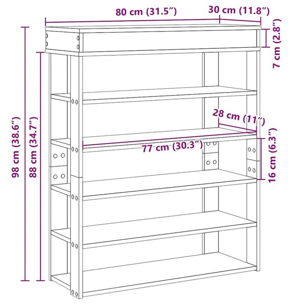 VidaXL fekete szerelt fa cipőtartó 80x30x98 cm