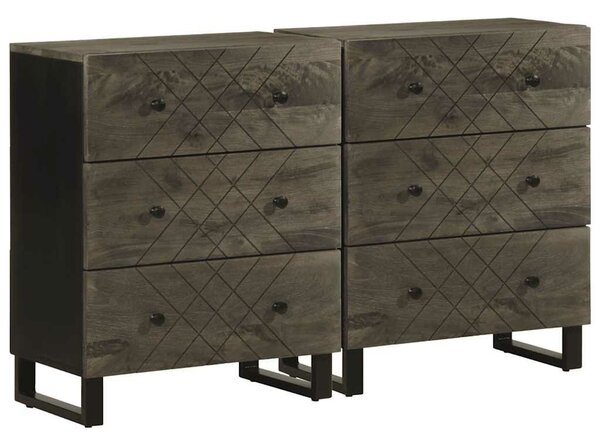 VidaXL Komódok 2 db fekete 60x33x75 cm tömör fa mangó