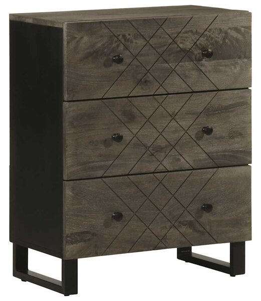 VidaXL Komódok 2 db fekete 60x33x75 cm tömör fa mangó