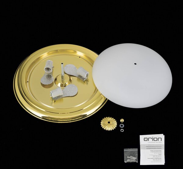 ORION Empire mennyezeti lámpa, Ø 48 cm, arany, matt opál üveg, dimmelhető, Sárgaréz / arany, Nappali / Étkező, fém, Antik