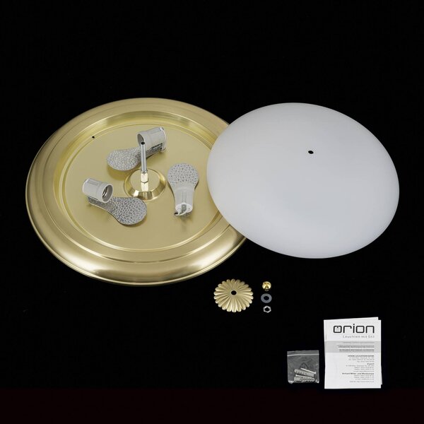 ORION Empire mennyezeti lámpa, Ø 48 cm, sárgaréz, matt opál üveg, dimmelhető, Sárgaréz / arany, Nappali / Étkező, fém, Antik