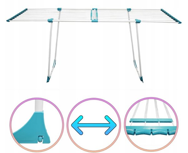 Erga Model 306U, stabil teleszkópos ruhaszárító 202x55x92 cm, fehér-zöld, ERG-SEP-10SUSSTOPROFE