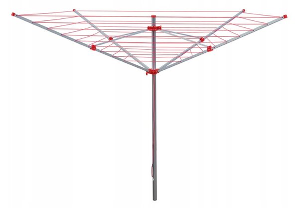 Erga Garden 5000, szabadon álló 4 karos kerti ruhaszárító 200x200x195 cm, ezüst-piros, ERG-SEP-10SUSOGRGAR50