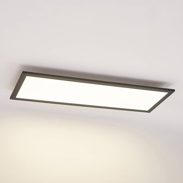 Lindby LED panel Nelios, 80 x 30 cm, 4,000K, fekete, fém, Fekete, Konyha, Alumínium, Modern