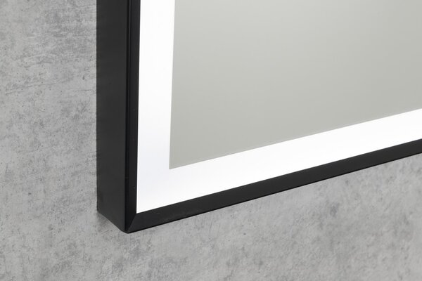 Aqualine Aqualine, CORNA tükör LED világítással 60x80cm, érintésérzékelős, szabályozható, fekete matt, CN060
