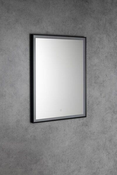 Aqualine Aqualine, CORNA tükör LED világítással 60x80cm, érintésérzékelős, szabályozható, fekete matt, CN060