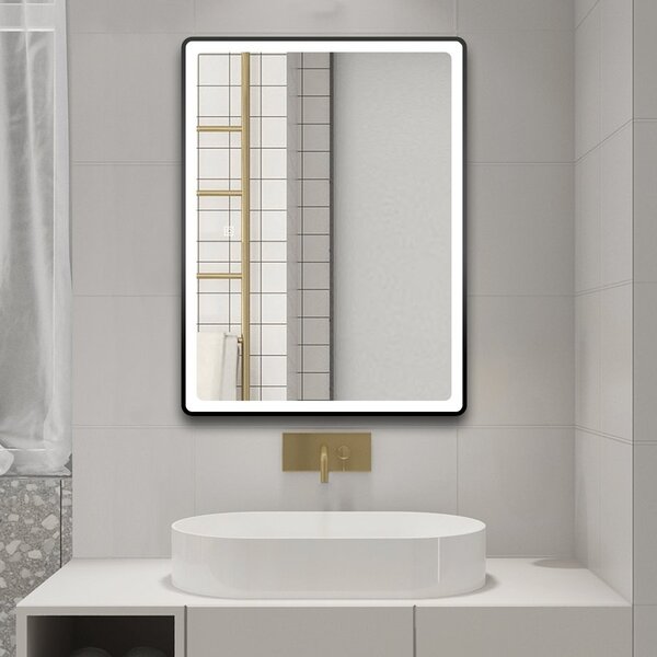 Aqualine Aqualine, SWIDA tükör LED világítással 60x80cm, érintésérzékelős, szabályozható, fekete matt, SW060