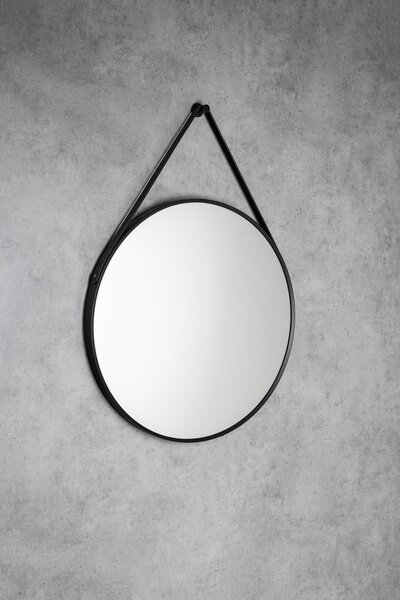 Aqualine Aqualine, STAGO kör tükör bőrszíjjal, átmérő 60cm, fekete szőnyeg, SG065