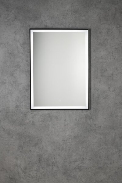 Aqualine Aqualine, CORNA tükör LED világítással 60x80cm, érintésérzékelős, szabályozható, fekete matt, CN060