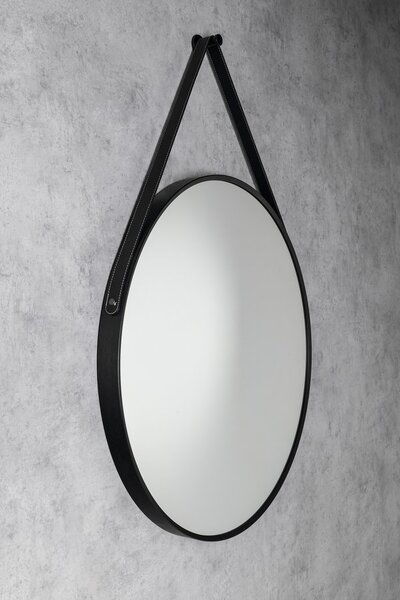Aqualine Aqualine, STAGO kör tükör bőrszíjjal, átmérő 60cm, fekete szőnyeg, SG065