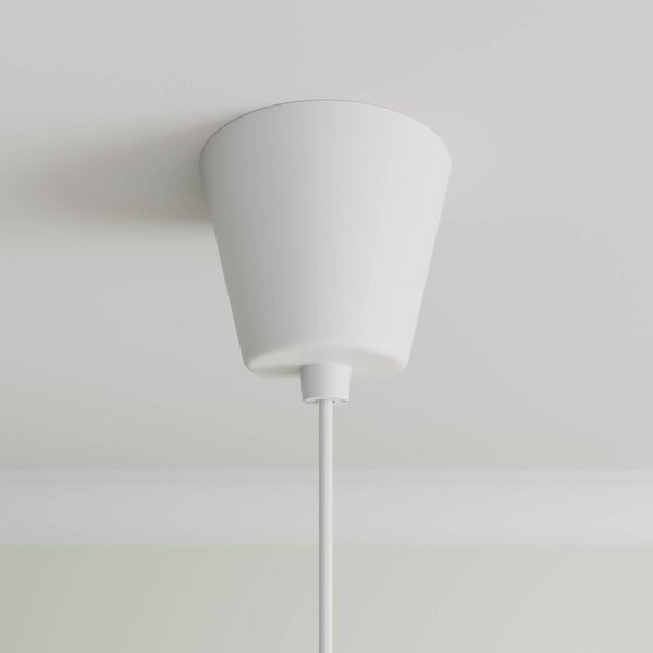 Lindby függőlámpa Simaria, fehér, textil, Ø 60 cm, E27, dimmelhető, Fehér / opál, Nappali / Étkező, Textil / szövet / selyem, Modern