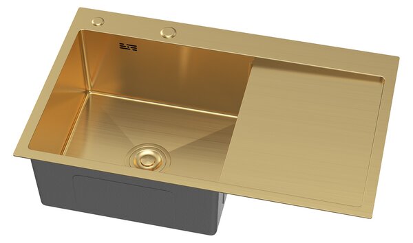 Erga HD, 1 kamrás acél mosogató 780x490x210 mm, bal, arany, ERG-MLS-HD7849LG