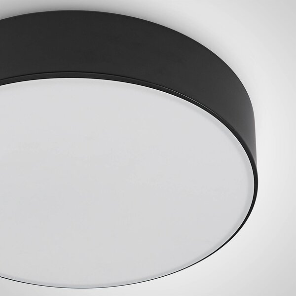 Lindby LED mennyezeti lámpa Simera, Ø 30 cm, fekete, fehér, dimmelhető, Fekete, Nappali / Étkező, Műanyag, Modern