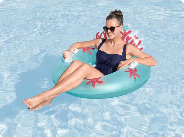 Coral bliss 107 x 113 cm bestway 43730 úszógörgő háttámlával