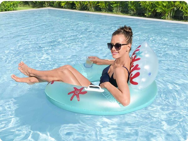 Coral bliss 107 x 113 cm bestway 43730 úszógörgő háttámlával