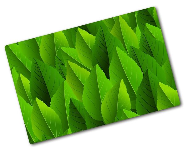 Üveg vágódeszka Zöld levelek