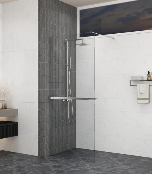 Erga Paris, Beépíthető zuhanykabin 50x200 cm, 8 mm-es szürke üveg, króm profil, ERG-V02-PARIS-050x200-GR-CR