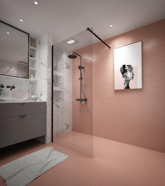 Erga Paris, Walk-In zuhany paraván 50x200 cm, 8 mm átlátszó üveg, fekete profil, ERG-V02-PARIS-050x200-CL-BK