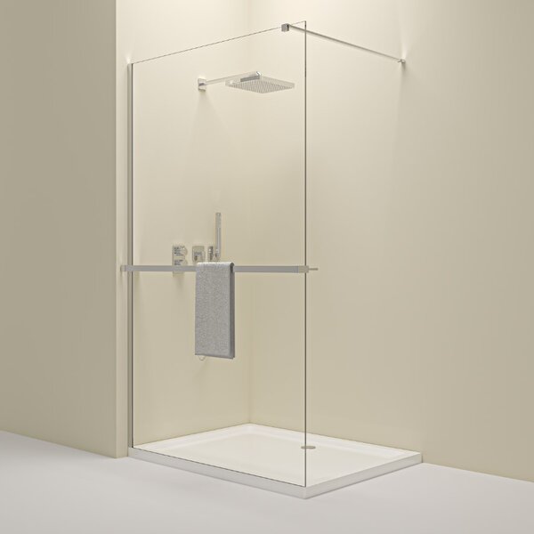 Erga Paris, Walk-In zuhany paraván 60x200 cm polccal és törülközőtartóval, 8 mm átlátszó üveg, króm profil, ERG-V02-PARIS-060x200-CL-CR-BAR