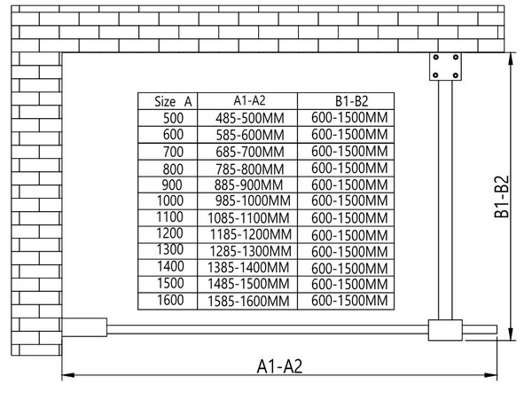 Erga Paris, Beépíthető zuhanyfal 50x200 cm, 8 mm-es matt üveg, fehér profil, ERG-V02-PARIS-050x200-FR-WH