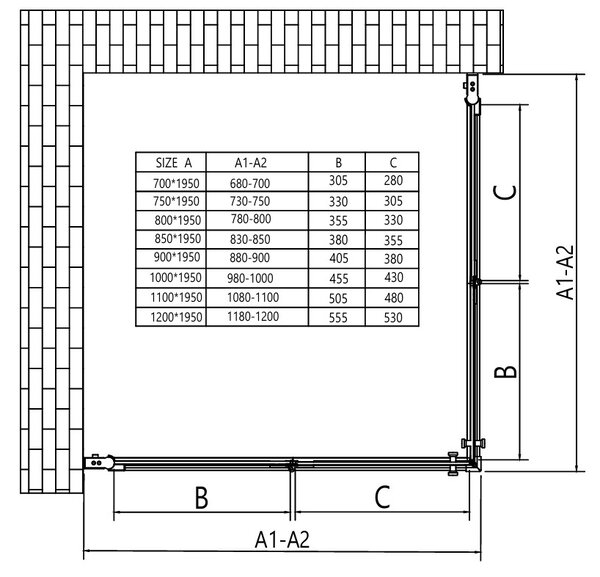 Erga Berlin Dupla, zuhanykabin dupla összecsukható ajtókkal 120 (ajtó) x 120 (ajtó) x 195 cm, 6mm átlátszó üveg, fekete profil, ERG-V02-BERLIN-D120D1…