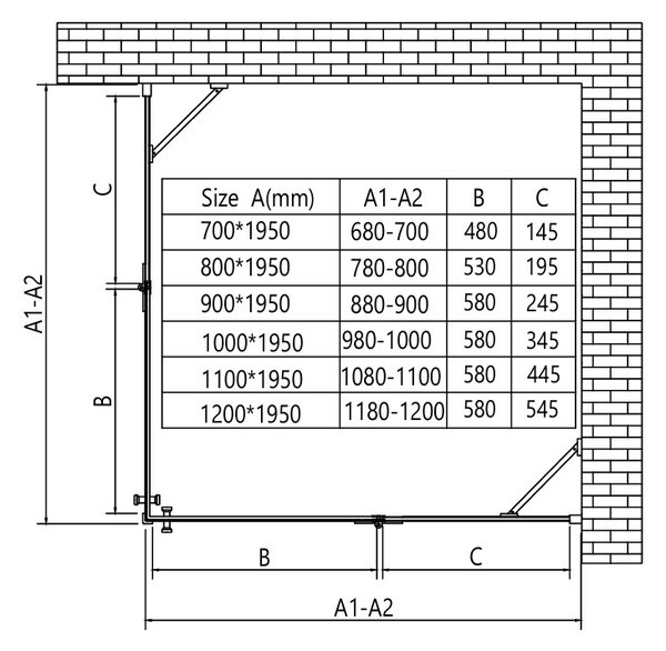 Erga Bern Dupla, zuhanykabin 2 szárnyas ajtókkal 70 (ajtó) x 70 (ajtó) x 195 cm, 6mm átlátszó üveg, króm profil, ERG-V02-BERN-D070D070-CL-CR
