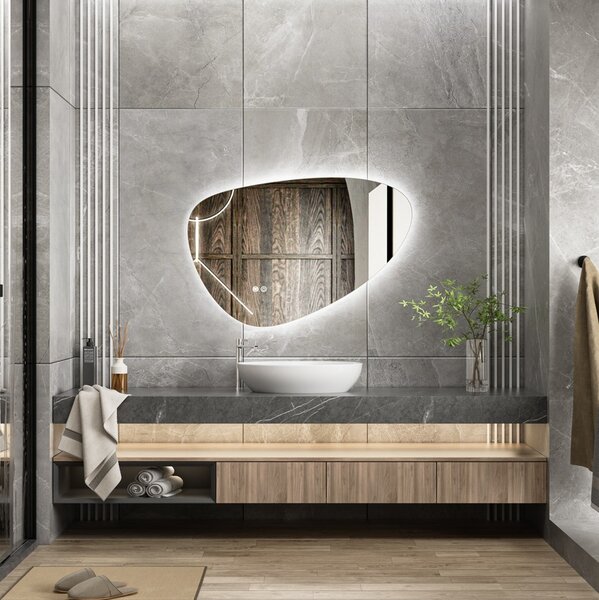Erga Amelia, aszimmetrikus LED tükör 90x60 cm, 1955 lm, 6500K, háttérvilágítás, ERG-V01-407-9060-00
