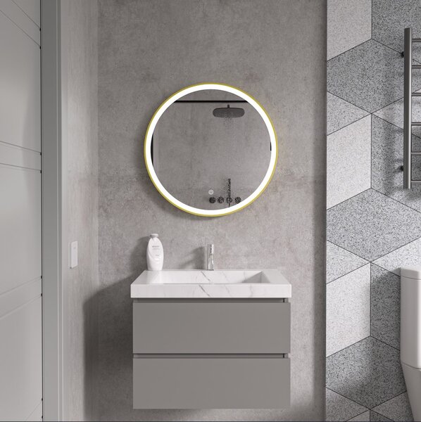 Erga Olivia, kerek LED tükör 60cm, arany fém keret, 1380 lm, 6500K, ERG-V01-202-6060-GD