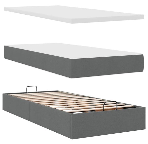 VidaXL Ottomán ágy matraccal sötét szürke 90x200 cm szövet
