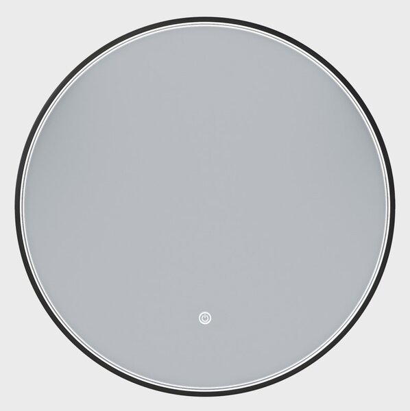 Erga Charlotte, kerek LED tükör 60cm, fekete fém keret, 1380 lm, 6500K, első oldalsó világítás, ERG-V01-204-6060-BK