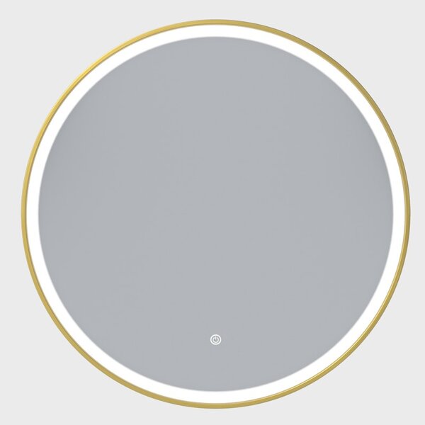Erga Olivia, kerek LED tükör 80cm, arany fém keret, 1840 lm, 6500K, első világítás, ERG-V01-202-8080-GD