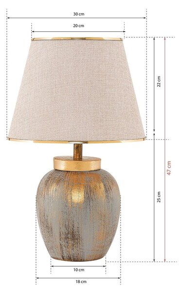 Krémszínű-aranyszínű asztali lámpa textil búrával (magasság 47 cm) Yakamoz – Opviq lights