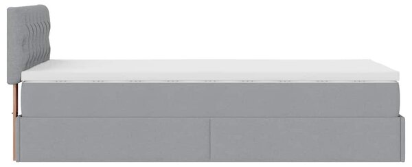VidaXL Ottomán ágy matraccal világosszürke 90x200 cm szövet