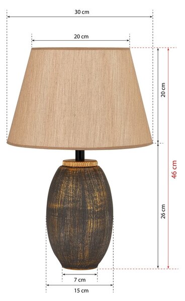Szürke-bézs asztali lámpa textil búrával (magasság 46 cm) Yakamoz – Opviq lights