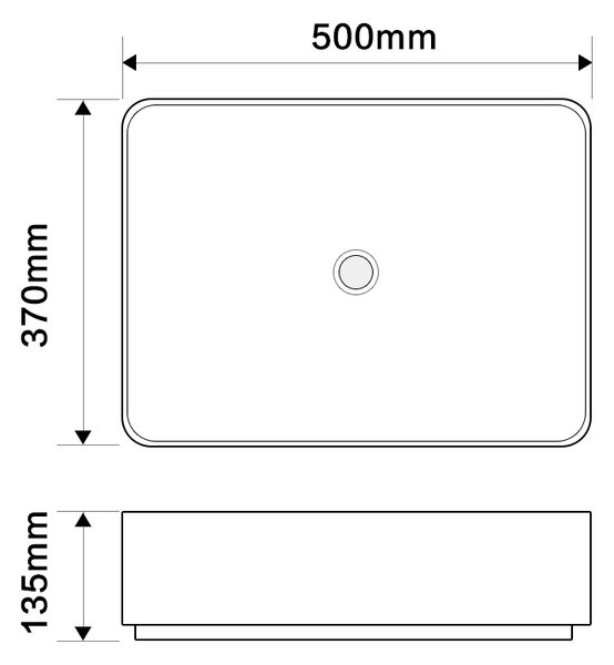 Erga Madalyn, asztali mosogató 500x370x135 mm, fehér fényes, ERG-V03-9674-WH