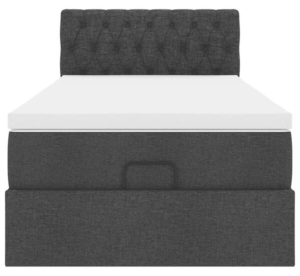 VidaXL Ottomán ágy matraccal fekete 90x200 cm szövet