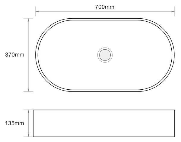 Erga Indigo, asztali mosogató 700x370x135 mm, fehér fényes, ERG-V03-9720C-WH