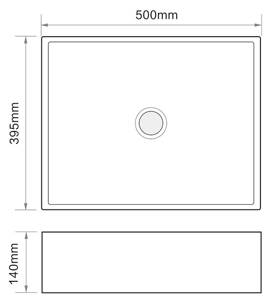 Erga Elsa, asztali mosogató 500x395x140 mm, fehér fényes, ERG-V03-9506-WH