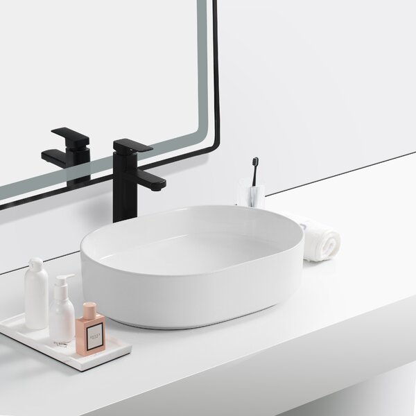 Erga Lakelyn, asztali mosogató 600x370x135 mm, fehér fényes, ERG-V03-9720B-WH