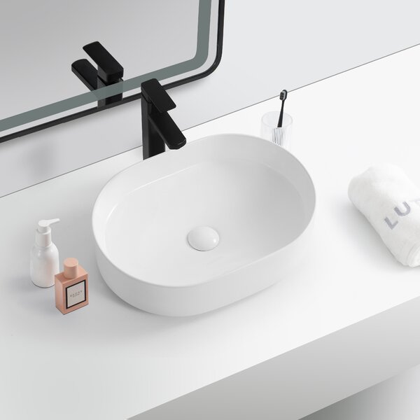 Erga Lakelyn, asztali mosogató 600x370x135 mm, fehér fényes, ERG-V03-9720B-WH