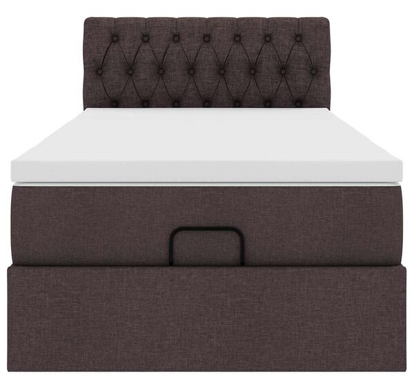 VidaXL Ottomán ágy matraccal sötétbarna 100x200 cm szövet