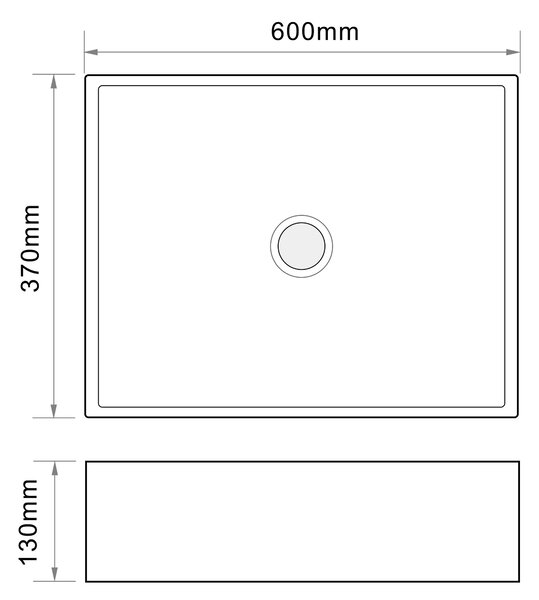 Erga Barbara, asztali mosogató 600x370x130 mm, fehér fényes, ERG-V03-YT-060-WH