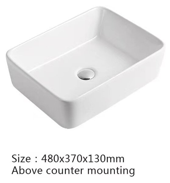 Erga Belle, asztali mosogató 480x370x130 mm, fehér fényes, ERG-V03-YT-038-WH