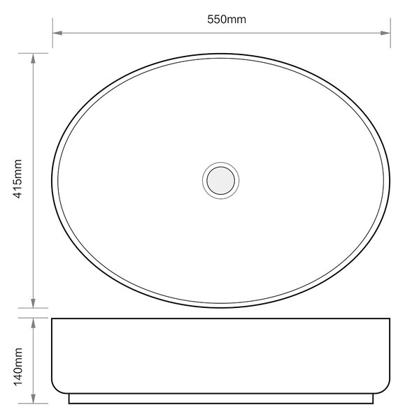 Erga Aadhya, asztali mosogató 550x415x140 mm, fekete matt, ERG-V03-9594-M-001-BK