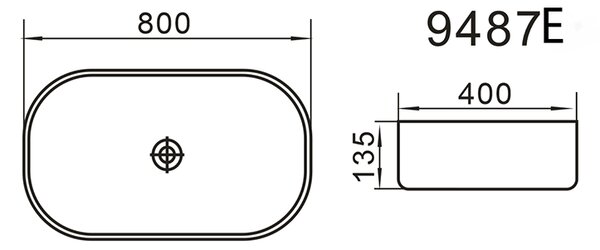 Erga Paola, asztali mosogató 800x400x135 mm, fehér fényes, ERG-V03-9487E-WH