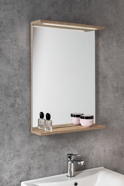 Aqualine Aqualine, KORIN STRIP tükör LED világítással 50x70x12cm, platina tölgy, KO995S
