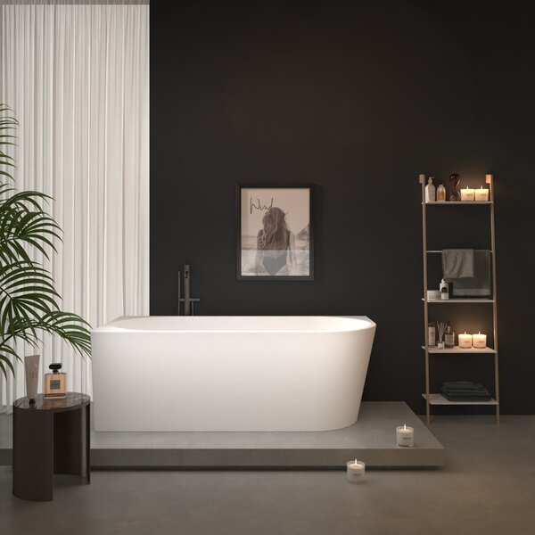 Erga Zara, sarok szabadon álló kád 170x78 cm + leeresztő csavar, bal, fehér fényes, ERG-Zara-170078L-WH-WH
