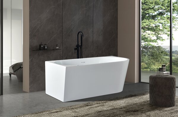 Erga Zara, sarok szabadon álló kád 170x78 cm + leeresztő csavar, bal, fehér fényes, ERG-Zara-170078L-WH-WH