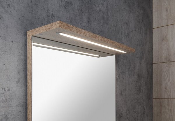 Aqualine Aqualine, KORIN STRIP tükör LED világítással 50x70x12cm, platina tölgy, KO995S